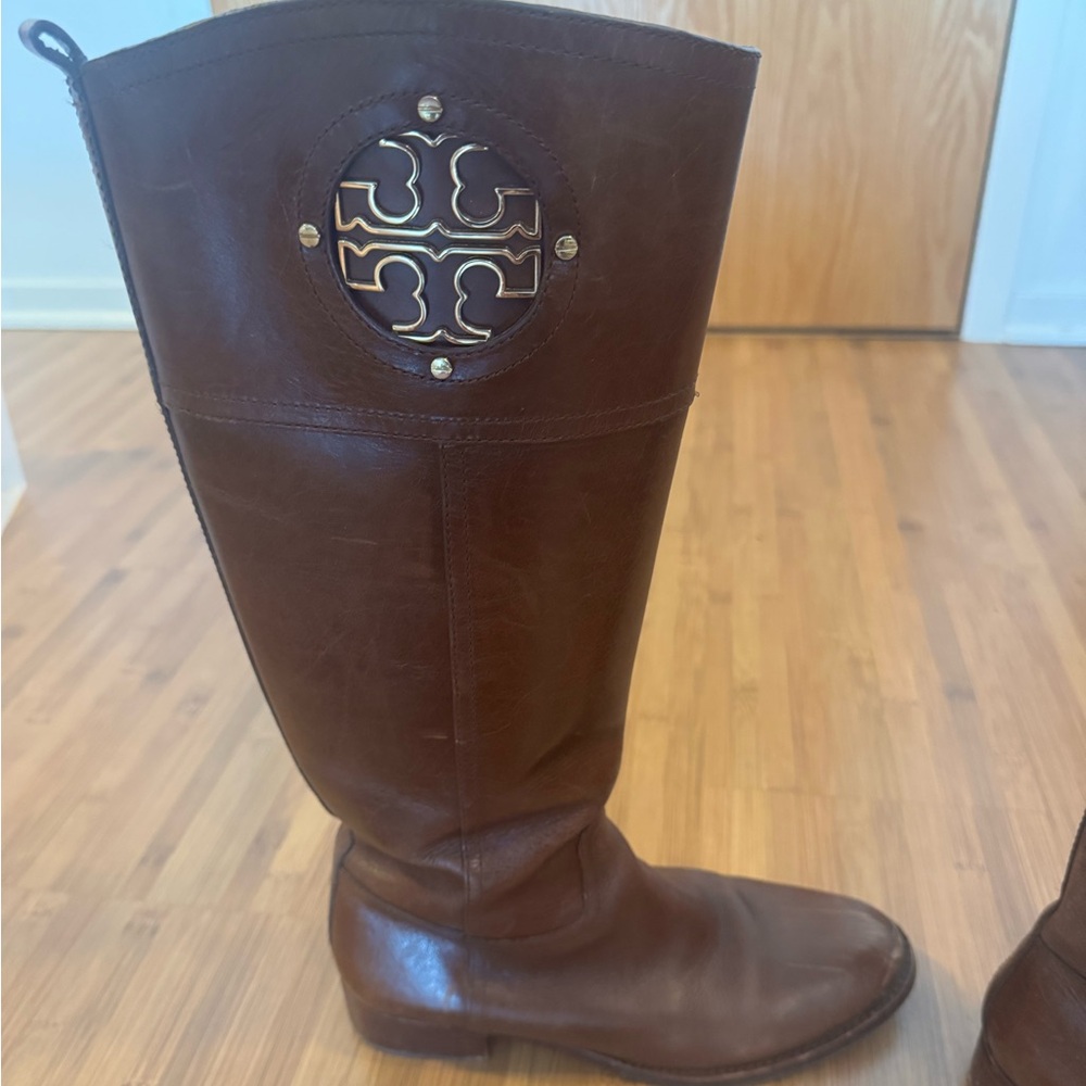 Tory Burch Chestnut Leather Knee-High Boots - Picture 2 of 6